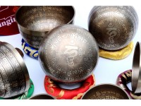 Tibetan Mantra Etched 7 Chakra Singing Bowl Set