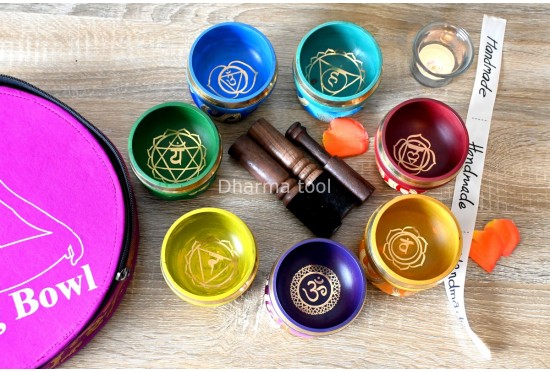 7 Chakra Color Singing Bowl Set   – Chakra Healing Singing Bowl Set