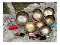 Professionally Tuned Tibetan Singing Bowl Set – 7 Chakra (Mantra Etched Edition)
