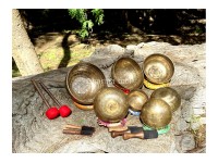 Professionally Tuned Tibetan Singing Bowl Set – 7 Chakra (Mantra Etched Edition)