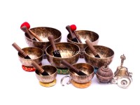 Professionally Tuned Tibetan Singing Bowl Set – 7 Chakra – Old Finish