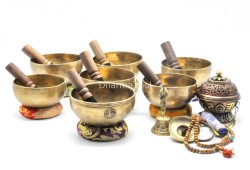 Handmade 7 Chakra Singing Bowl Set: Himalayan Healing Bowl