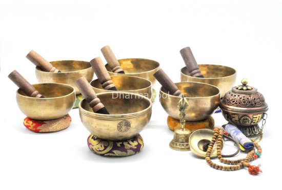 Handmade 7 Chakra Singing Bowl Set: Himalayan Healing Bowl