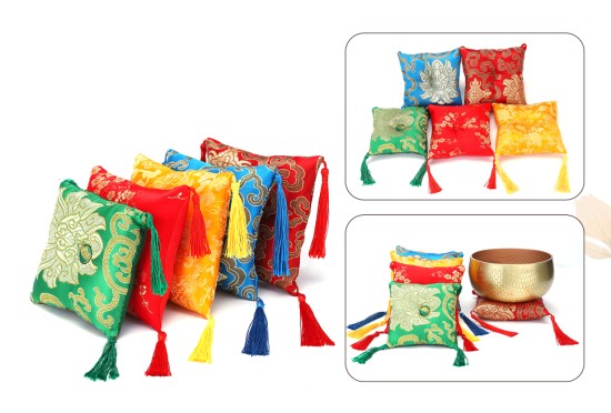 Square Brocade Cushion for Singing Bowls – Multiple Sizes & Colors