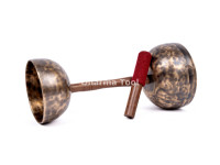 Double Chalice Handle Singing Bowl Set - Two-Tone Chakra Tuned Tibetan Sound Healing Bowls