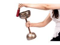 Double Chalice Handle Singing Bowl Set - Two-Tone Chakra Tuned Tibetan Sound Healing Bowls