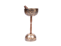 Double Chalice Handle Singing Bowl Set - Two-Tone Chakra Tuned Tibetan Sound Healing Bowls