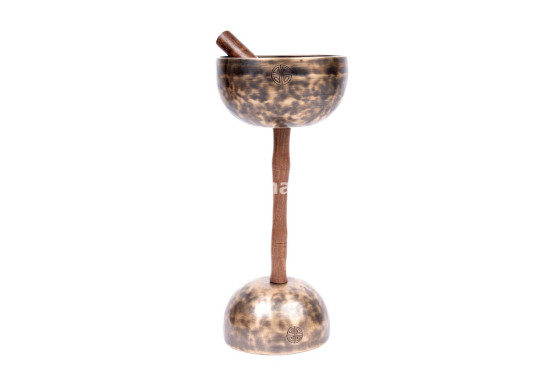 Double Chalice Handle Singing Bowl Set - Two-Tone Chakra Tuned Tibetan Sound Healing Bowls