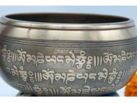 6 Inches Diameter Pure Bronze Green Tara Embossed Singing Bowl – Mantra Etched