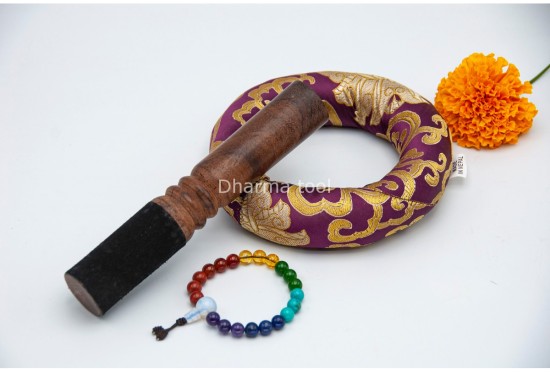 6 Inches Diameter Pure Bronze Hindu Om Embossed Singing Bowl – Mantra Etched