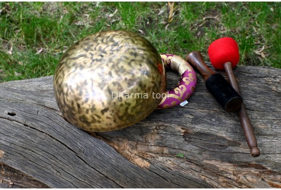 10-Inch Diameter Full Moon Singing Bowl – Hand-Hammered Tibetan Sound Healing Bowl from Nepal
