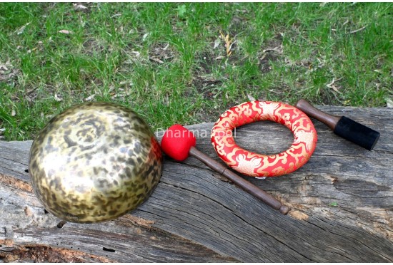 11-Inch Diameter Full Moon Singing Bowl – Hand-Hammered Tibetan Sound Healing Bowl from Nepal