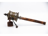 15-Inch Handheld Tibetan Prayer Wheel – Brass Engraved Mantra Wheel