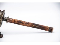 15-Inch Handheld Tibetan Prayer Wheel – Brass Engraved Mantra Wheel