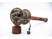 15-Inch Handheld Tibetan Prayer Wheel – Brass Engraved Mantra Wheel