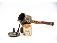 15-Inch Handheld Tibetan Prayer Wheel – Brass Engraved Mantra Wheel