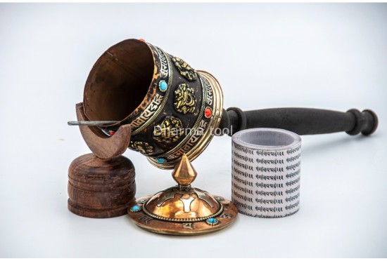 Eight Auspicious Symbol Tibetan Prayer Wheel