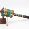 12 Inch Mantra Prayer Wheel with Stone Inlay