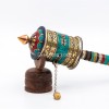 12 Inch Mantra Prayer Wheel with Stone Inlay