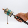 12 Inch Mantra Prayer Wheel with Stone Inlay