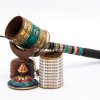 12 Inch Mantra Prayer Wheel with Stone Inlay