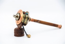 11-Inch Tibetan Mantra Prayer Wheel – Bamboo Handle