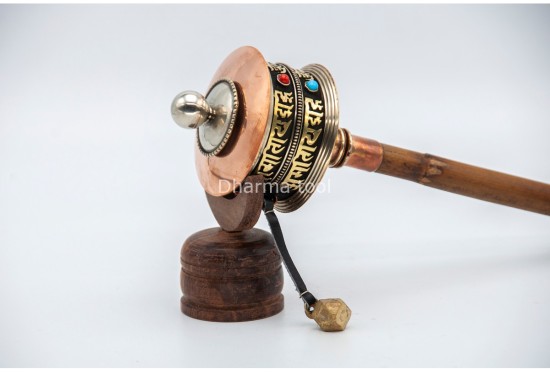 11-Inch Tibetan Mantra Prayer Wheel – Bamboo Handle