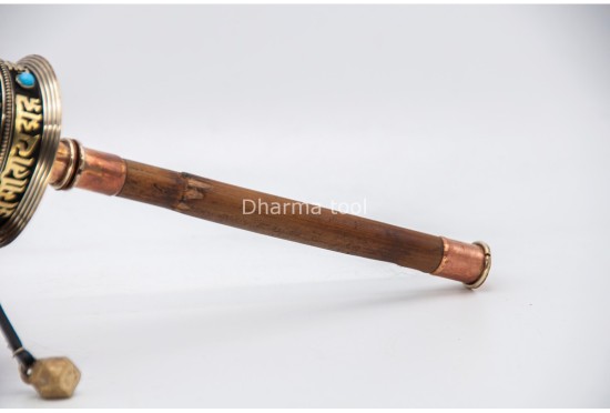 11-Inch Tibetan Mantra Prayer Wheel – Bamboo Handle