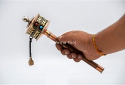 11-Inch Tibetan Mantra Prayer Wheel – Bamboo Handle