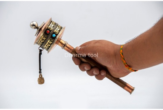 11-Inch Tibetan Mantra Prayer Wheel – Bamboo Handle