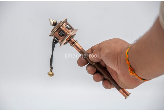 8 Inch Handheld Tibetan Prayer Wheel Handmade in Nepal