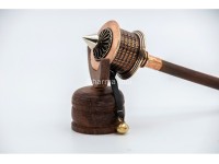 8-Inch Handheld Tibetan Mantra Prayer Wheel – Cane Bamboo Handle