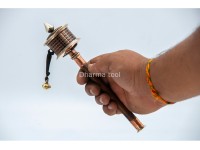 8-Inch Handheld Tibetan Mantra Prayer Wheel – Cane Bamboo Handle