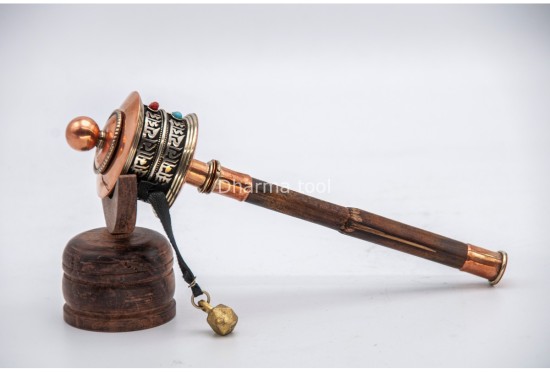 Buddhist Mantra Prayer Wheel – Bamboo Grip