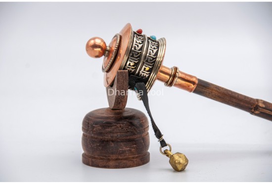 Buddhist Mantra Prayer Wheel – Bamboo Grip