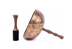 Handled Singing Bowl with Wooden Handle - Chakra Tuned Tibetan Sound Healing Bowl
