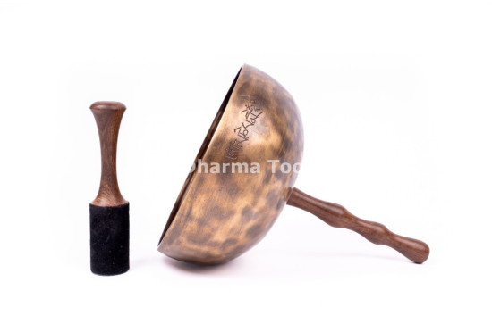 Handled Singing Bowl with Wooden Handle - Chakra Tuned Tibetan Sound Healing Bowl