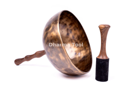 Handled Singing Bowl with Wooden Handle - Chakra Tuned Tibetan Sound Healing Bowl
