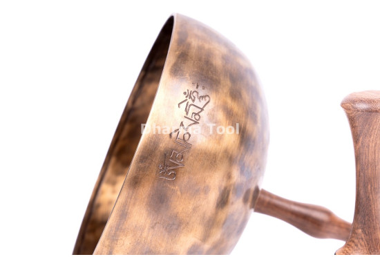 Handled Singing Bowl with Wooden Handle - Chakra Tuned Tibetan Sound Healing Bowl
