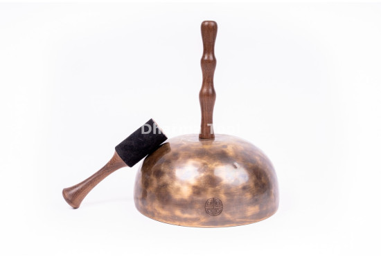 Handled Singing Bowl with Wooden Handle - Chakra Tuned Tibetan Sound Healing Bowl