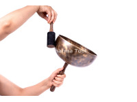 Handled Singing Bowl with Wooden Handle - Chakra Tuned Tibetan Sound Healing Bowl
