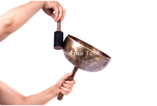 Handled Singing Bowl with Wooden Handle - Chakra Tuned Tibetan Sound Healing Bowl