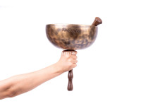 Handled Singing Bowl with Wooden Handle - Chakra Tuned Tibetan Sound Healing Bowl