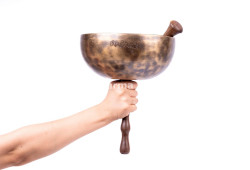 Handled Singing Bowl with Wooden Handle - Chakra Tuned Tibetan Sound Healing Bowl