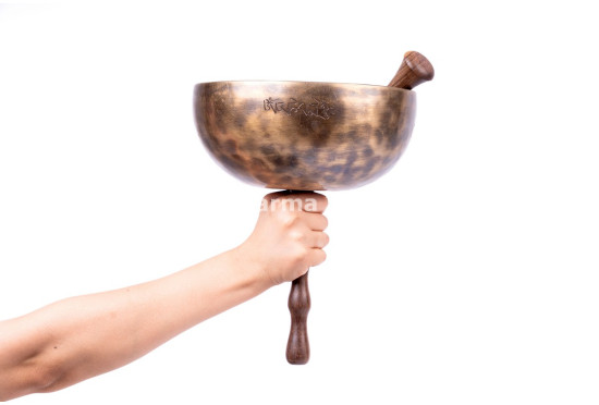 Handled Singing Bowl with Wooden Handle - Chakra Tuned Tibetan Sound Healing Bowl