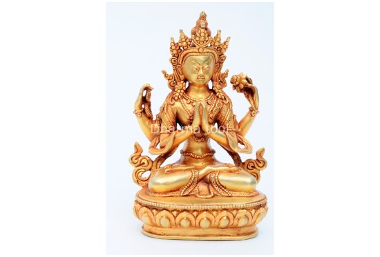 Chenrezig Buddha Statue – Gold Gilded & Hand-Carved