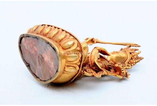 Manjushree Buddha Statue – Partly Gold Gilded & Hand-Carved