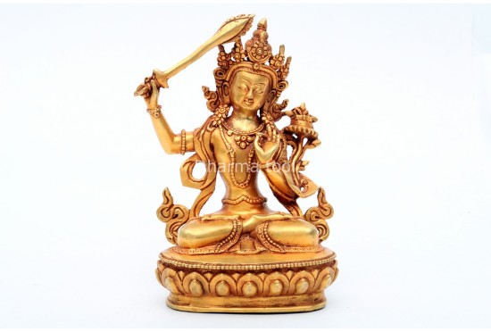 Manjushree Buddha Statue – Partly Gold Gilded & Hand-Carved