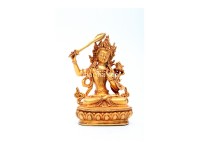 Manjushree Buddha Statue – Partly Gold Gilded & Hand-Carved