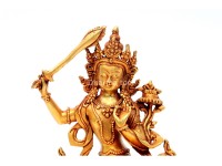 Manjushree Buddha Statue – Partly Gold Gilded & Hand-Carved